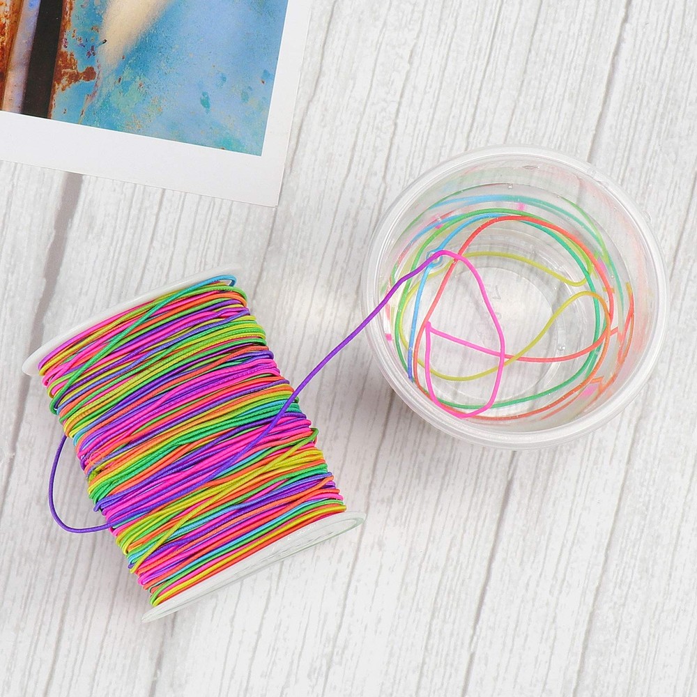 Dreamtop 1mm Stretchy Bracelet String, 100 Meters Rainbow Bead String