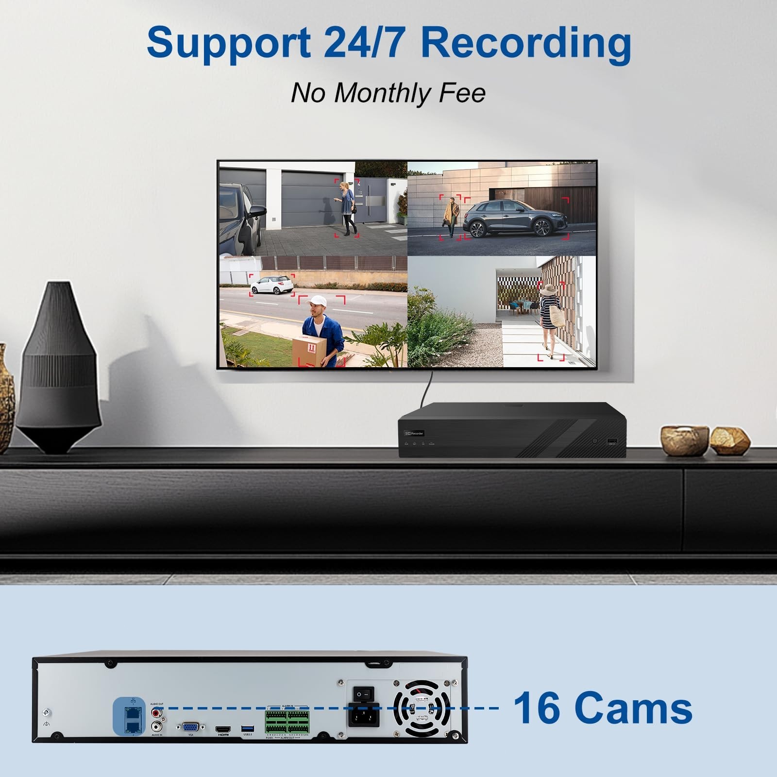 Anpviz AI 16CH PoE NVR Network Video Recorder, NVR Support 12MP IP PoE Cameras