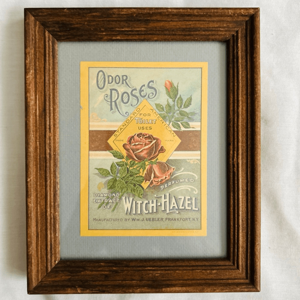 Vintage Standard American Witch Hazel Framed Label