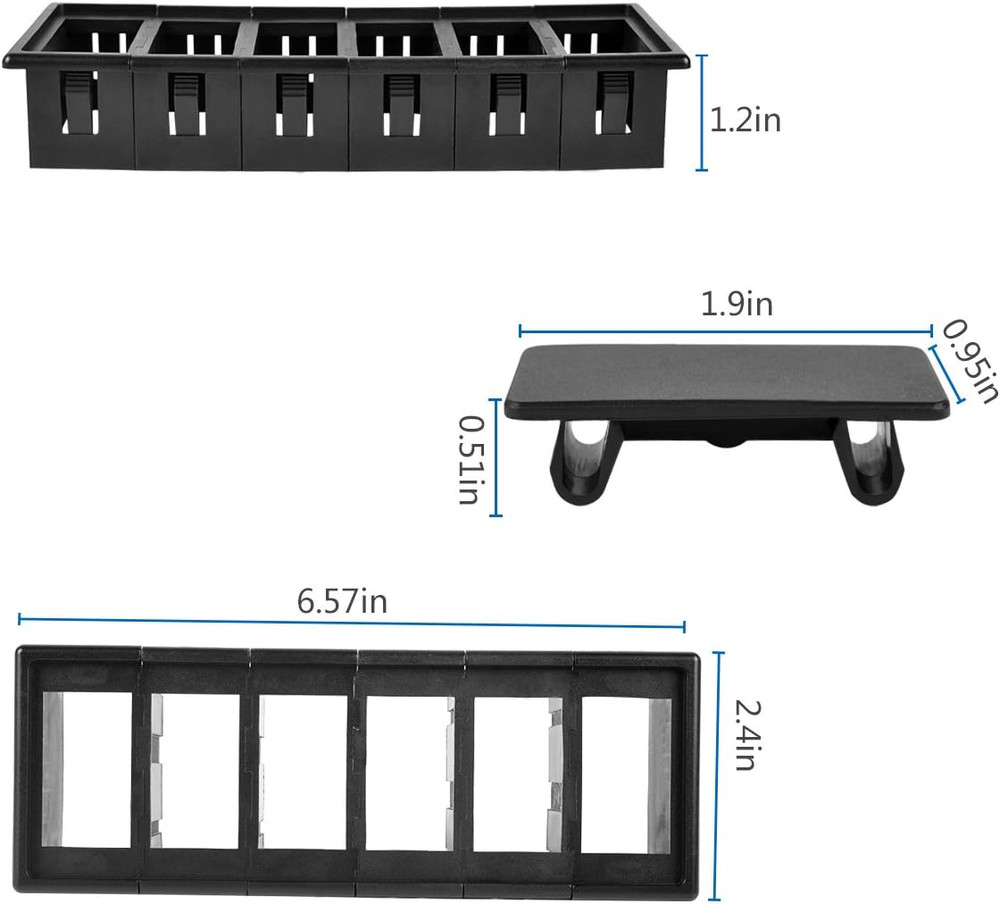 Rocker Switch Panel Switch Holder Housing Kit - Black Plastic