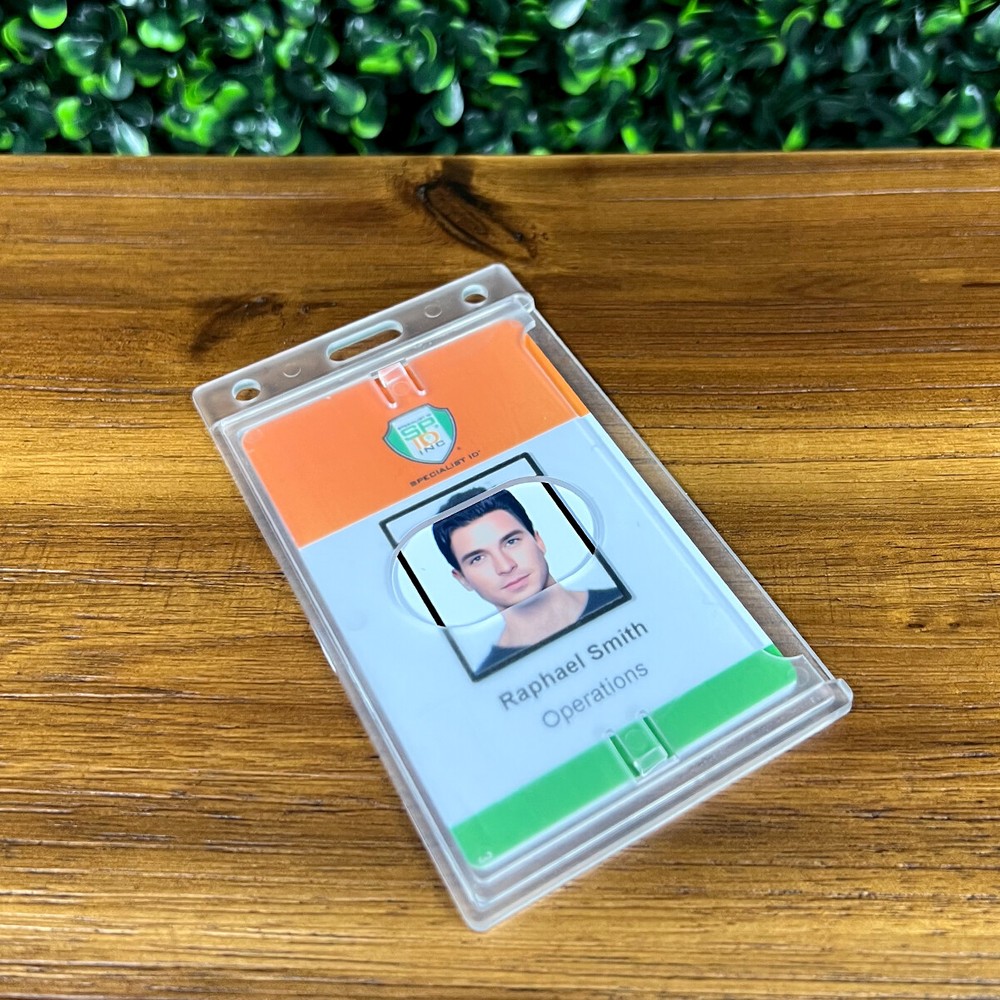 Bulk 100 Pack - Rigid Hard Plastic 1 Card ID Badge Holders - Clear w Side Insert