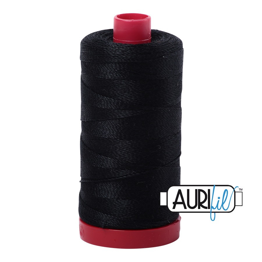 Black 2692 | 12wt Large Spool 325M / 356Y | Aurifil