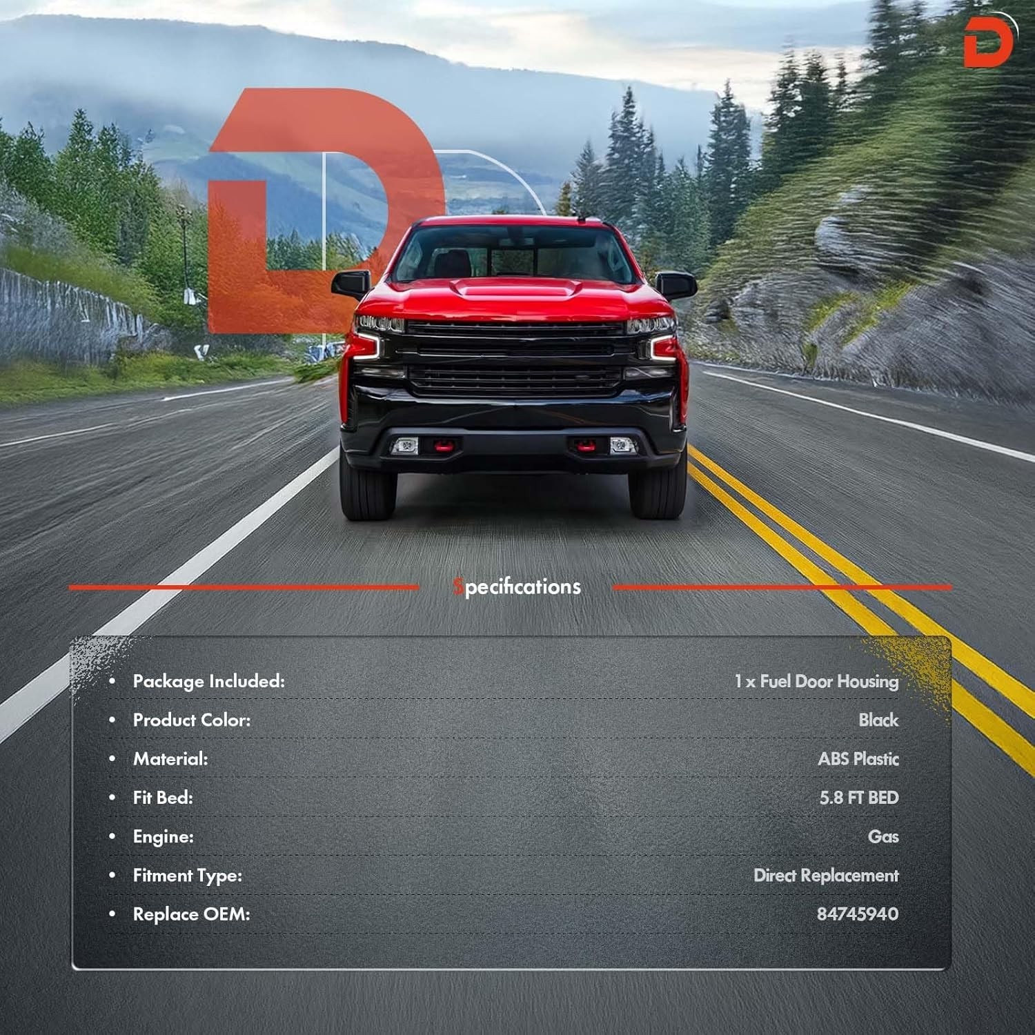 Fuel Tank Filler Pipe for Chevy Silverado 1500 2019-2025 Gas Cap Assembly