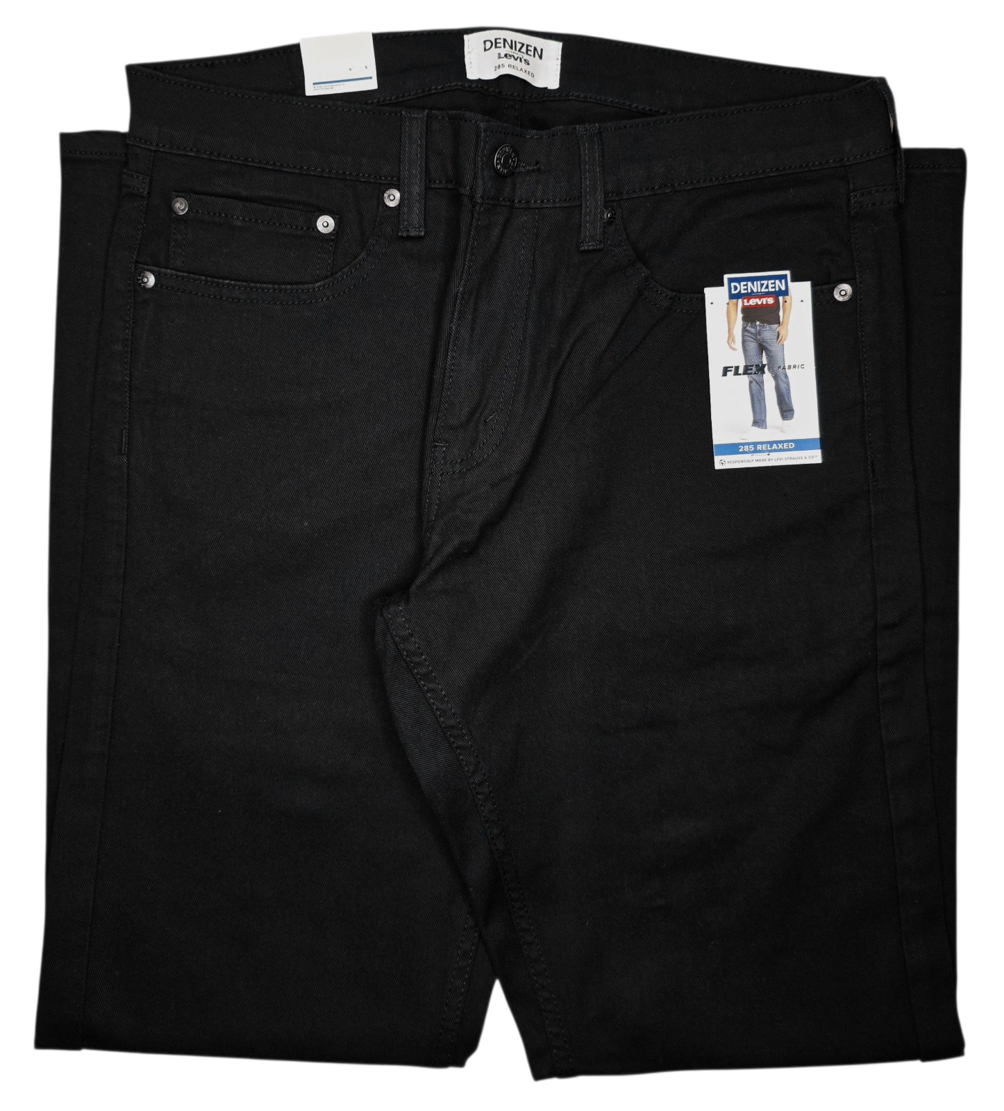Denizen From Levi's #11822 NEW Men's Black Flex Stretch 285 Relaxed Jeans