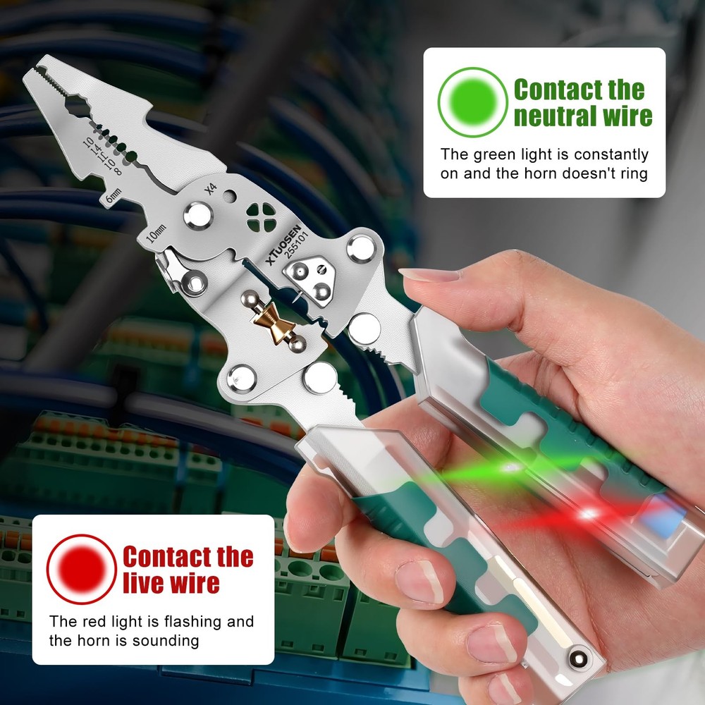 18 In 1 Foldable Ｗire Stripper, With Voltage Detector, Multifunctional Wire Stri