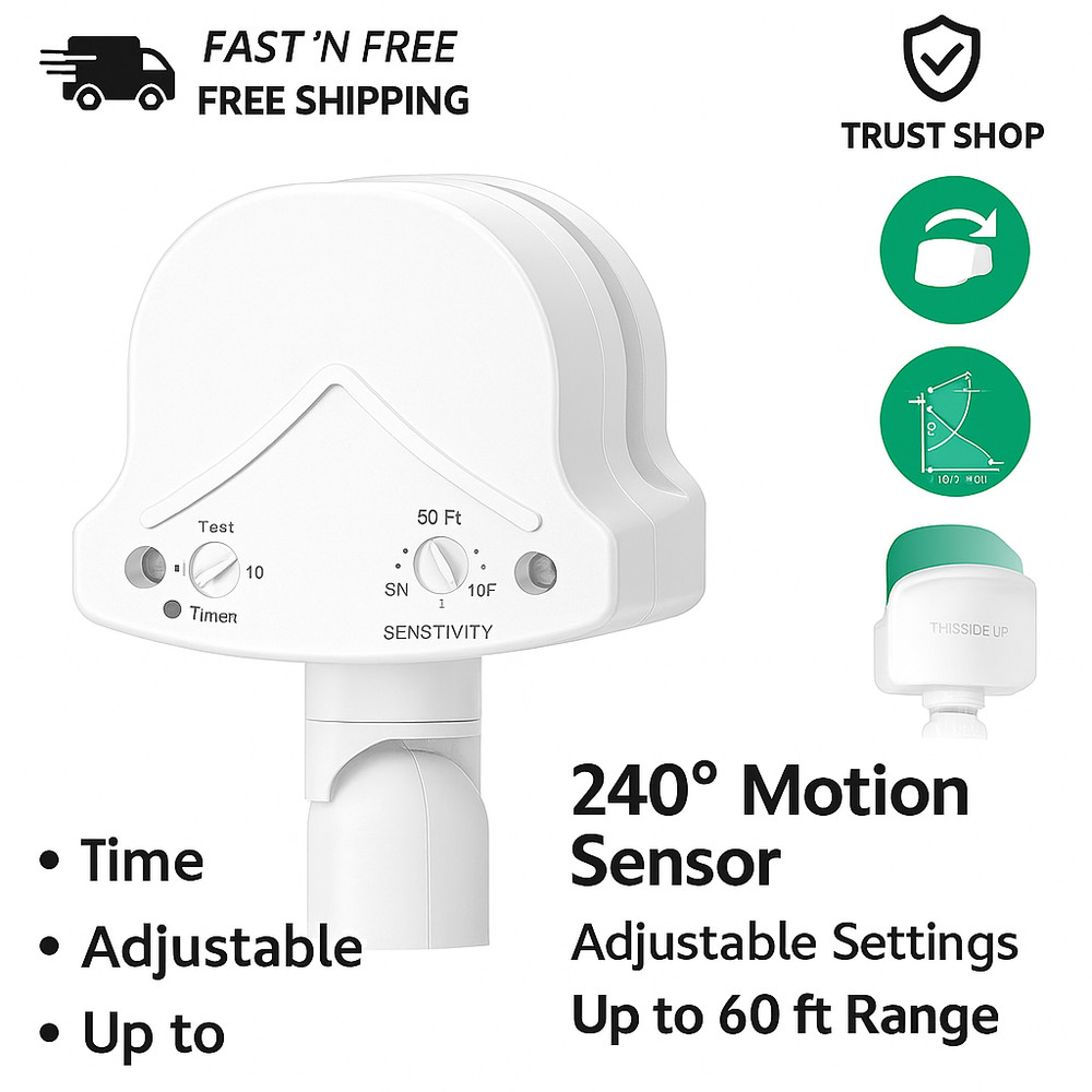 PIR Motion Sensor for Floodlights – 240° White