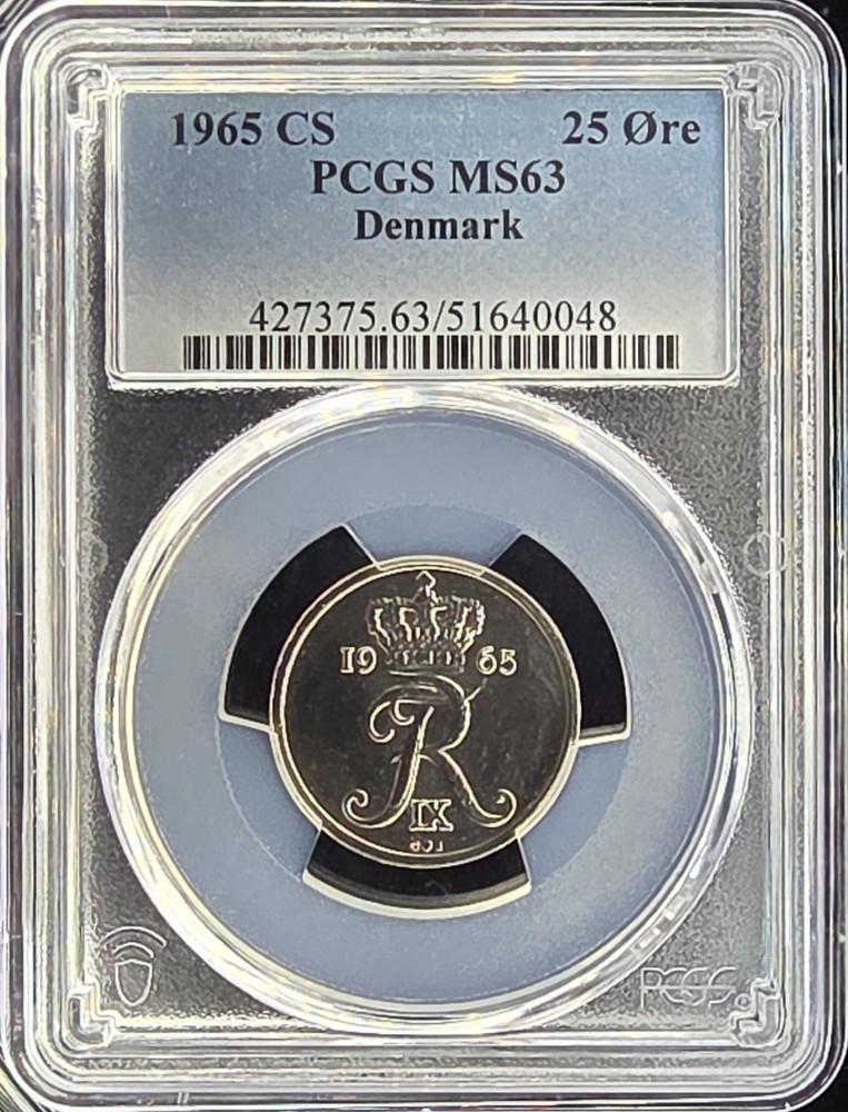 1965 Denmark 25 Ore Frederik IX | PCGS MS63