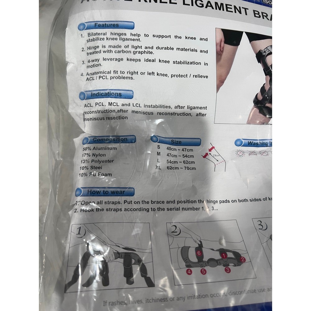 Active Knee Ligament Brace Medium Hinged Support ACL PCL MCL Injury Stabilizer