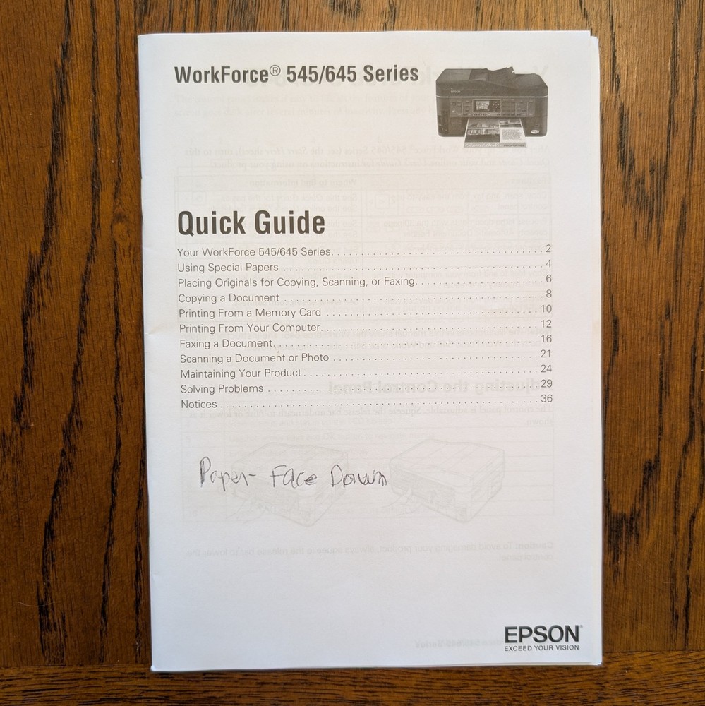 Epson Workforce Series 545/645 Printer Manual Quick Guide, Software Disc Drivers