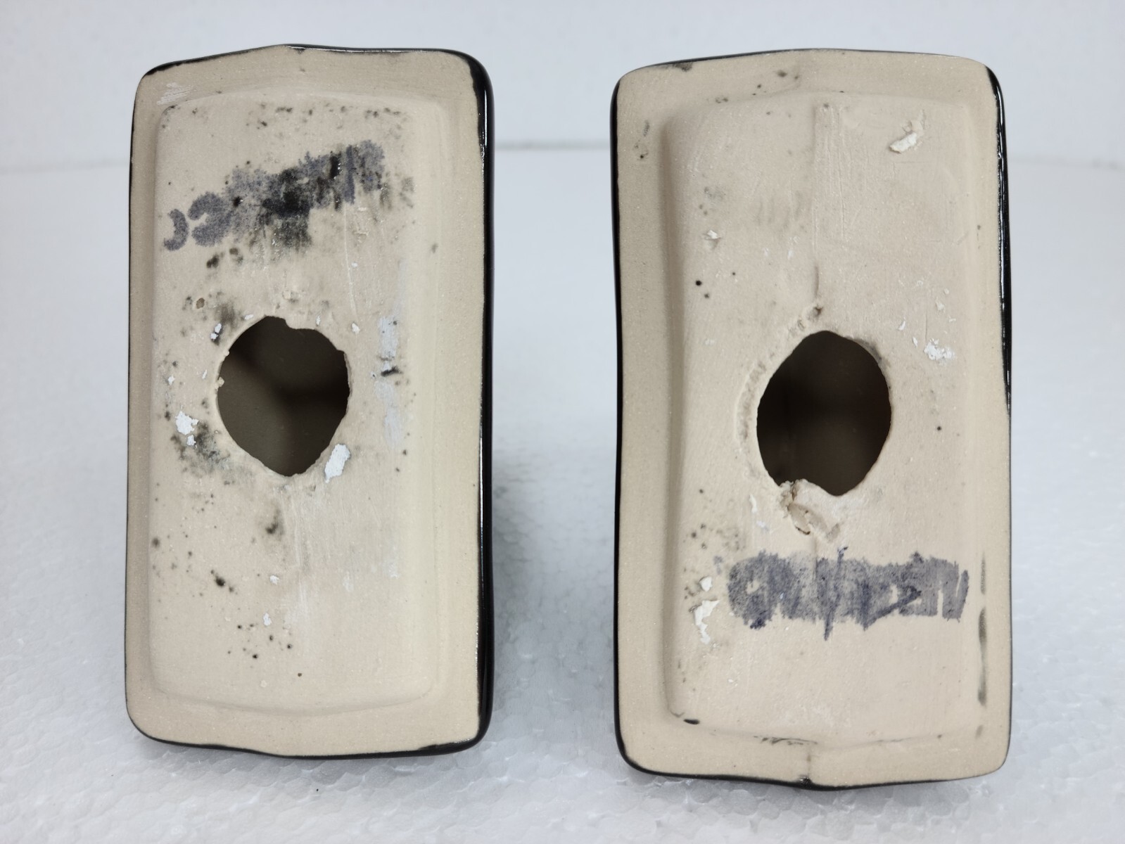 Black Ceramic Towel Bar Rod Rack Post Holder Brackets Mid Century Modern Retro