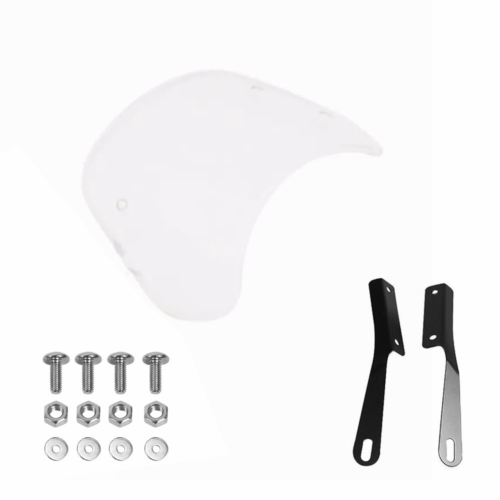 Motorcycle Clear Windshield Flyscreen Windscreen w/Mount Bracket Universal 5"-7"
