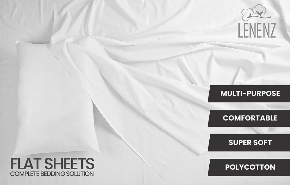 Hospital Bed Sheets 66" X 104"- Twin Flat Sheets 12 Pack - 180 Thread Count P...