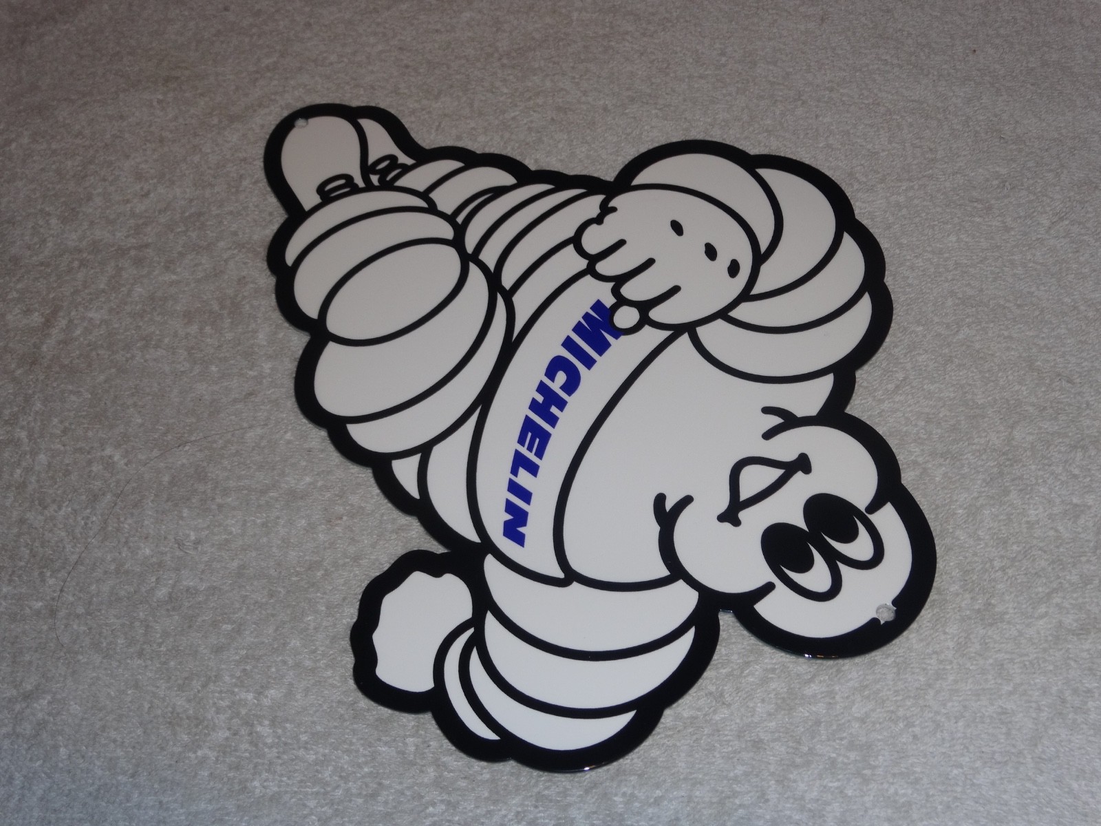 VINTAGE MICHELIN MAN TIRES BIBENDUM TIRE 12" PORCELAIN METAL GASOLINE OIL SIGN!