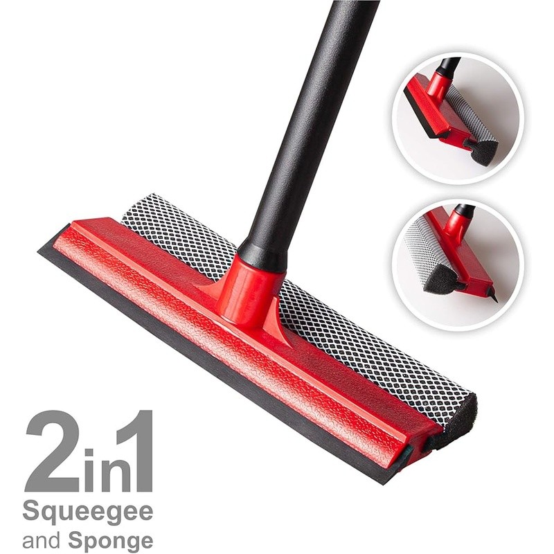 Car Window Squeegee Multi-Functional Lightweight W/ Scrubber & Durable Handle US