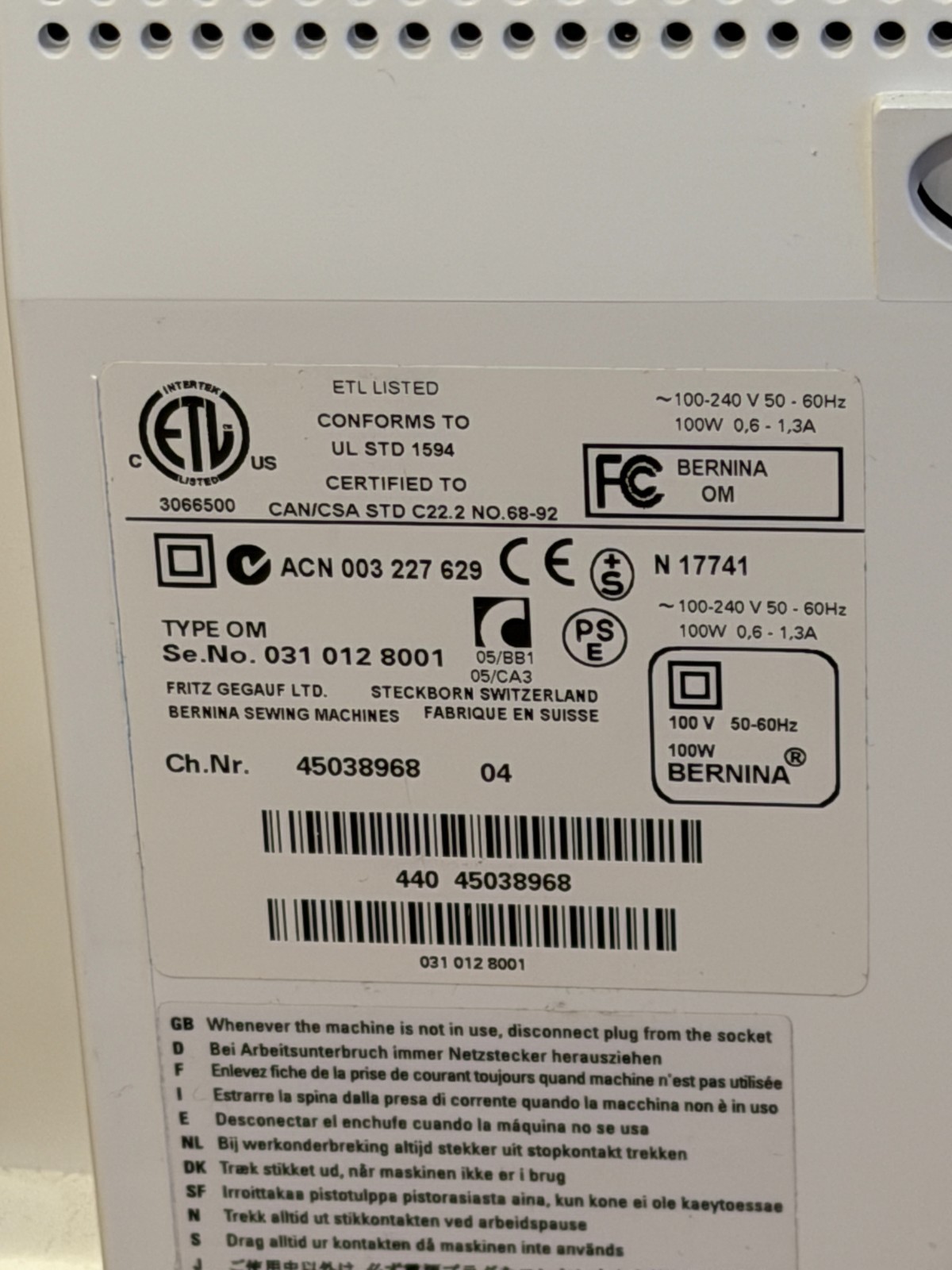 Bernina Aurora 440 QE computerized, embroidery sewing machine