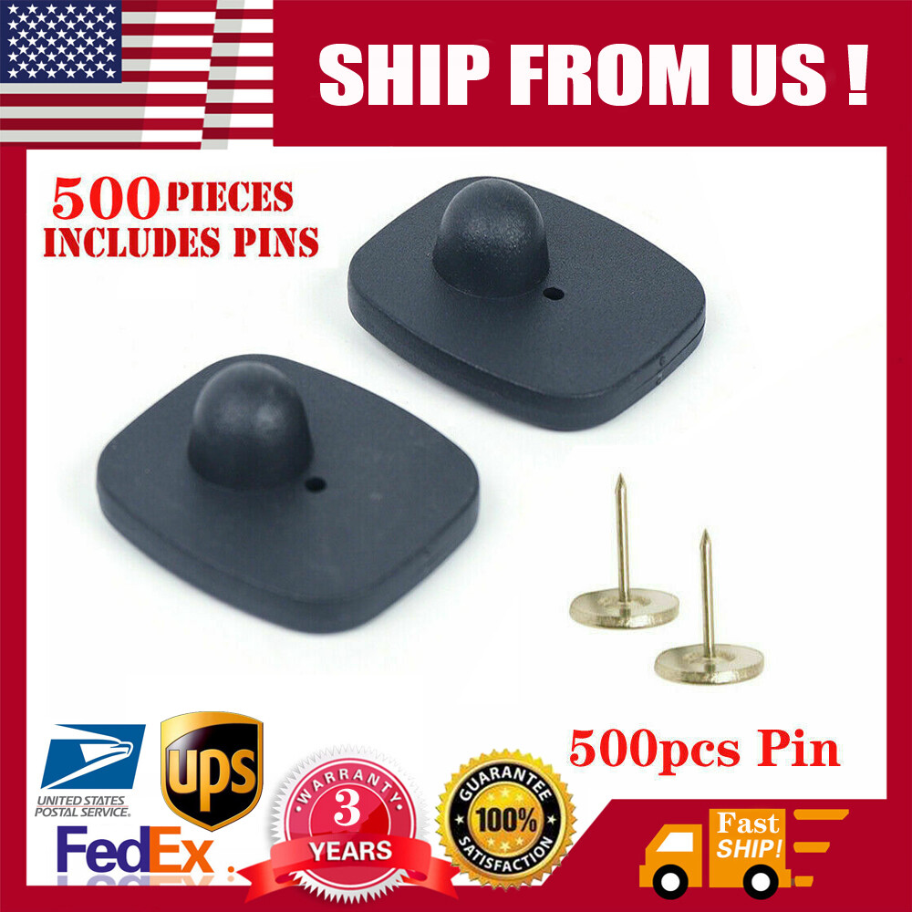 500pcs Checkpoint EAS Retail Security Hard Tags w/ Pins For RF Anti-Theft Alarm