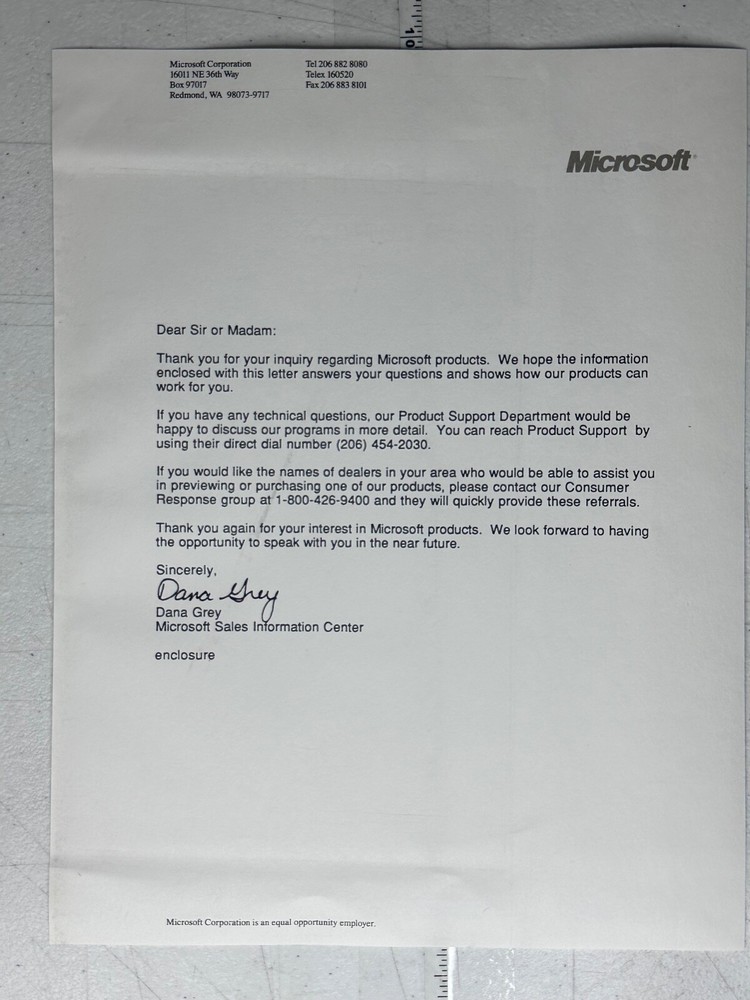 1988 Microsoft Windows Shopping Catalog Pack w/ Letter Envelope Vintage PC