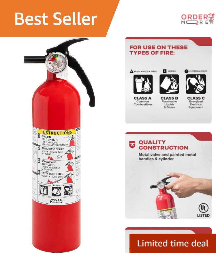 Multipurpose 1A:10B:C Fire Extinguisher with Mounting Bracket – Home Essentials