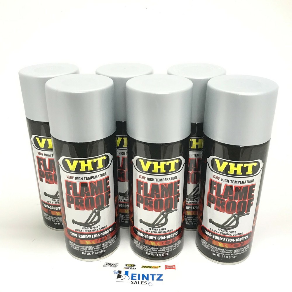 VHT SP117-6 PACK FLAT ALUMINUM High Temperature Flame Proof Header Paint - 11 oz