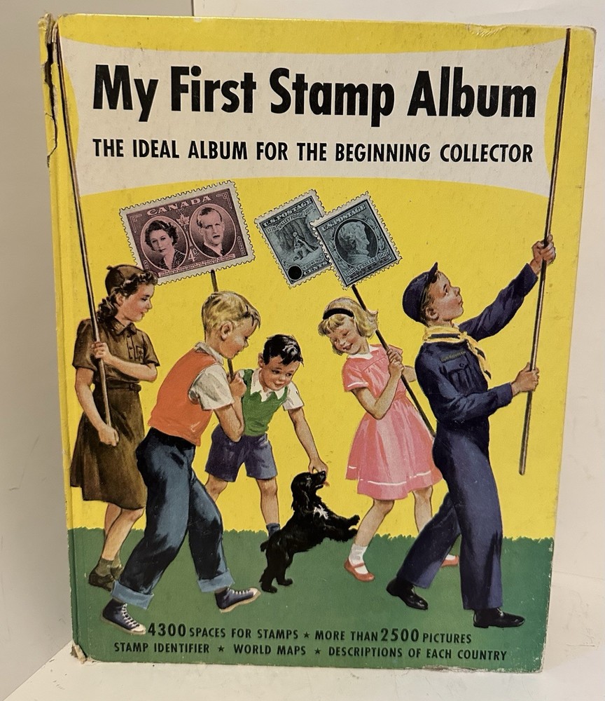 Vintage HB “My First Stamp Album”  c 1960 Minkus Publications-Bonus Box Stamps