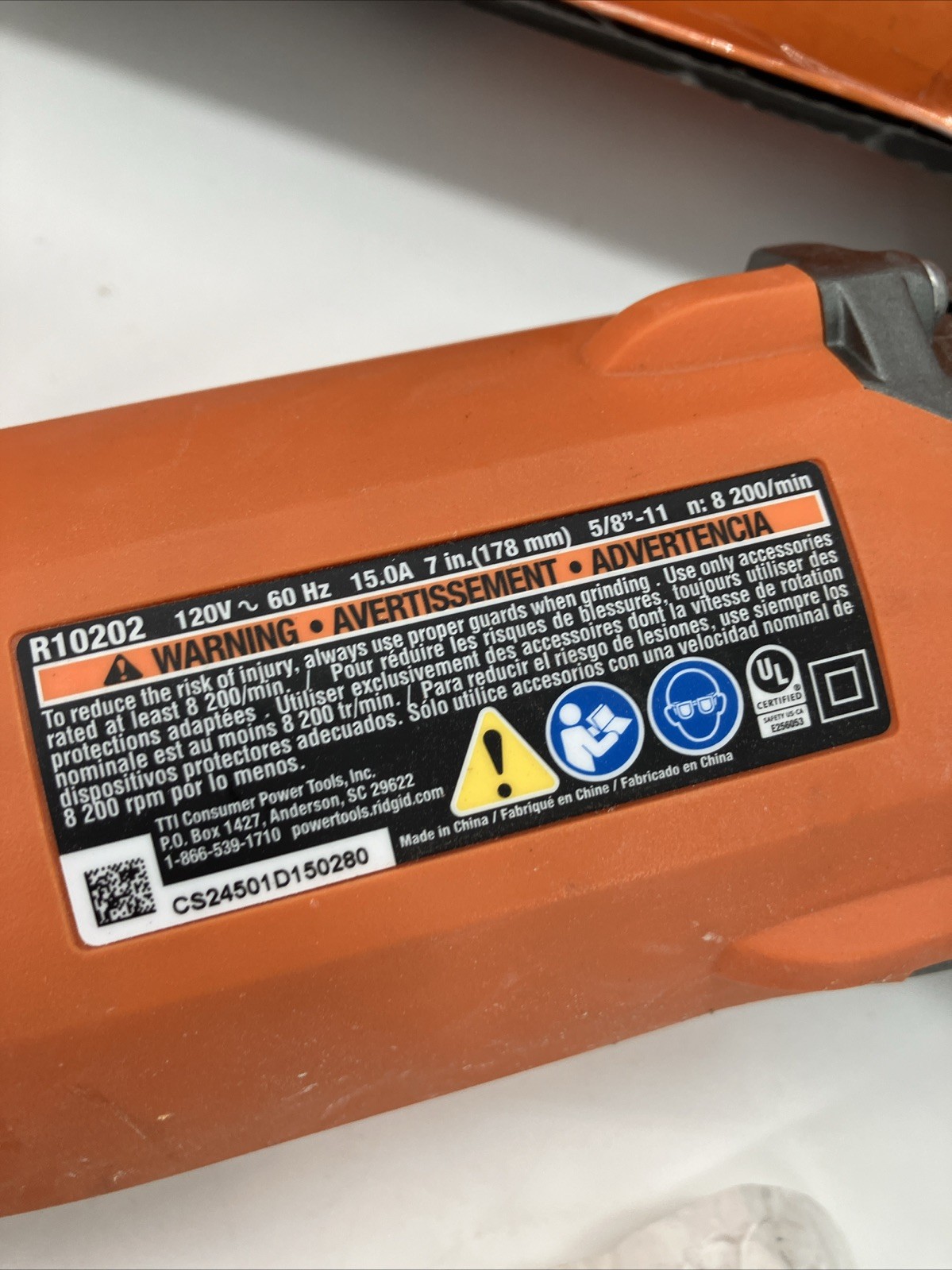 RIDGID R10202 15A 7” Angle Grinder Heavy Duty – Tested Ships Fast