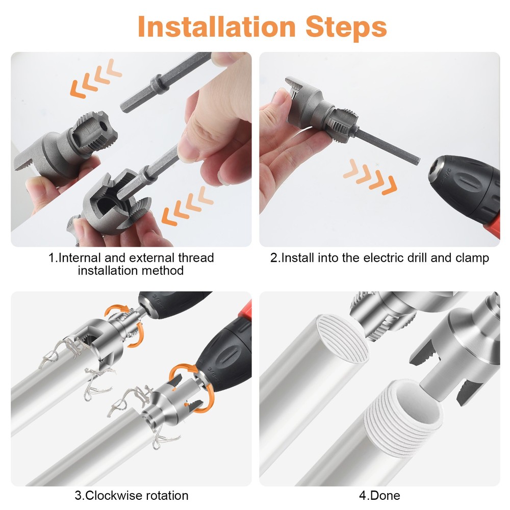2pcs Integrated Internal & External Pipe Threading Tool PVC Pipe Threader Kit