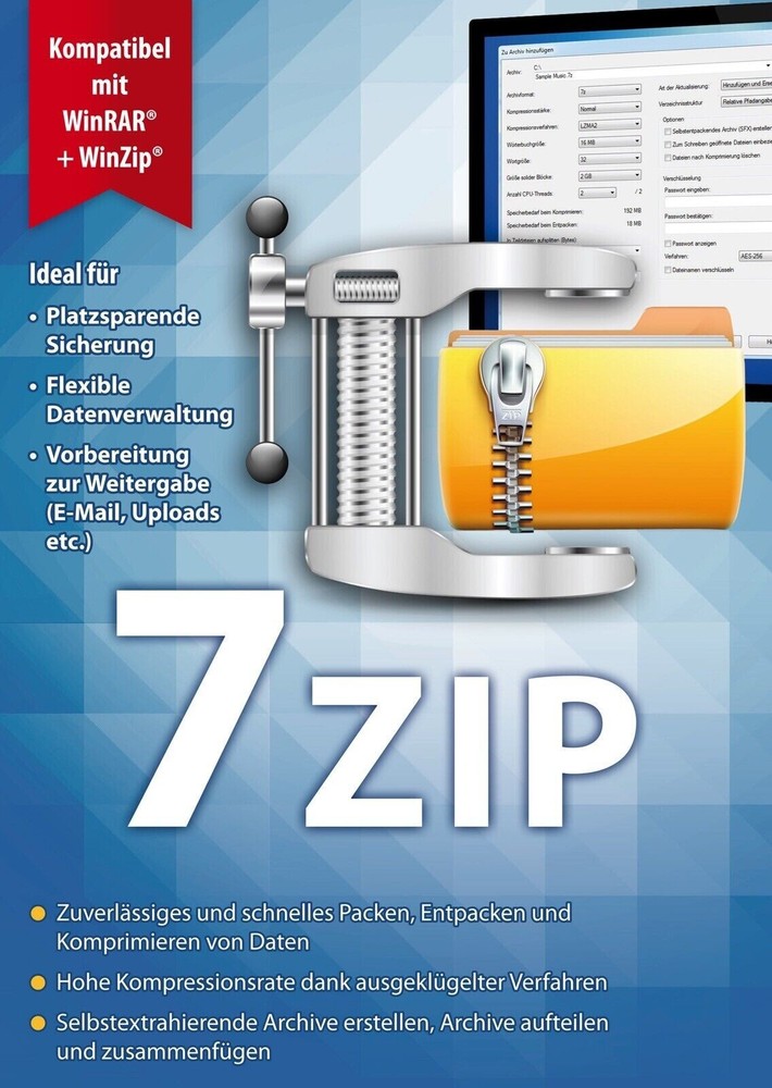 *** 7ZIP PACKPROGRAMM *** ENTPACKER 32bit+64-bit Windows, WZIP, RAR, TAR ***