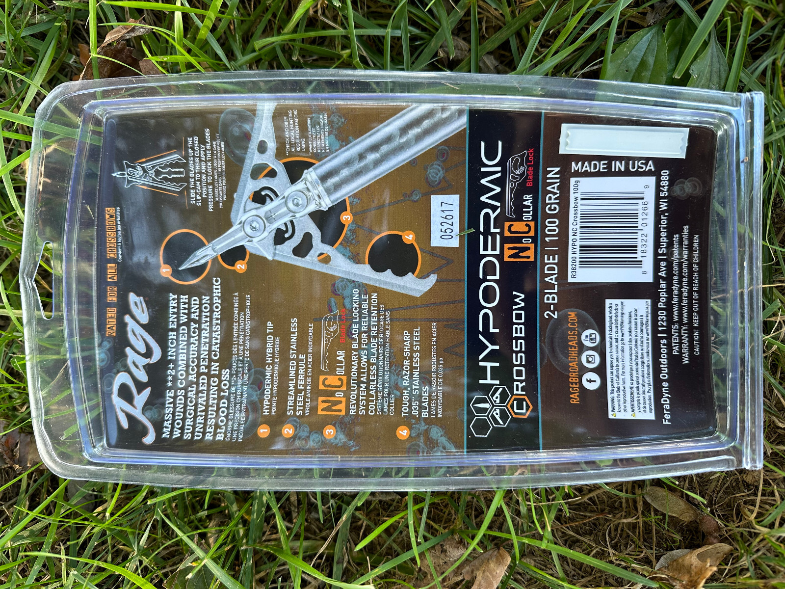 4 packs Rage CROSS BOW Hypodermic NC No Collar mechanical Broadheads 100 Grain