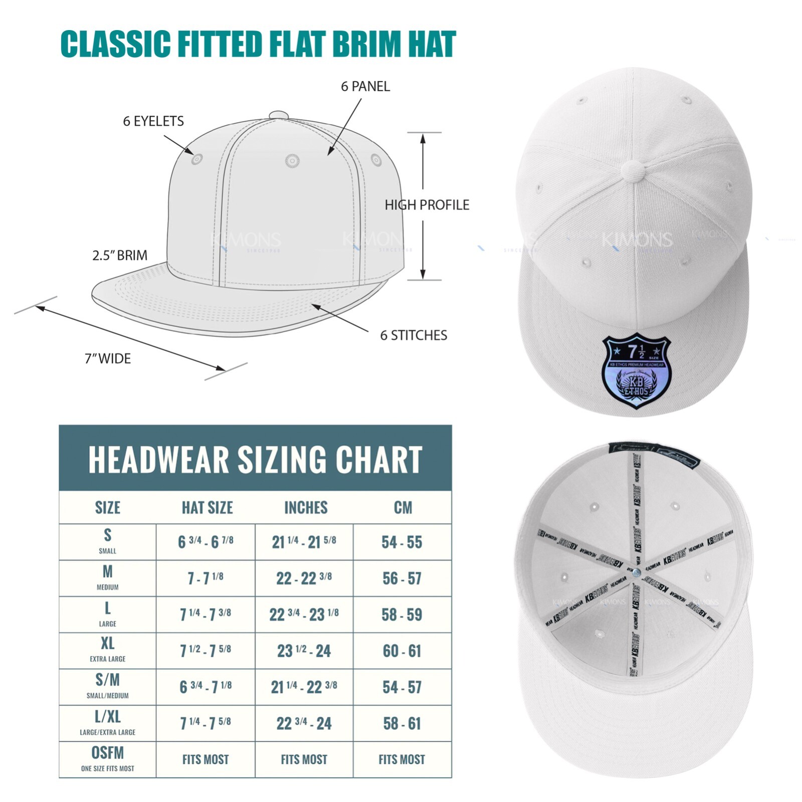 Premium Solid Fitted Baseball Cap Hat Blank Plain Flat Bill 9-Sizes Trucker