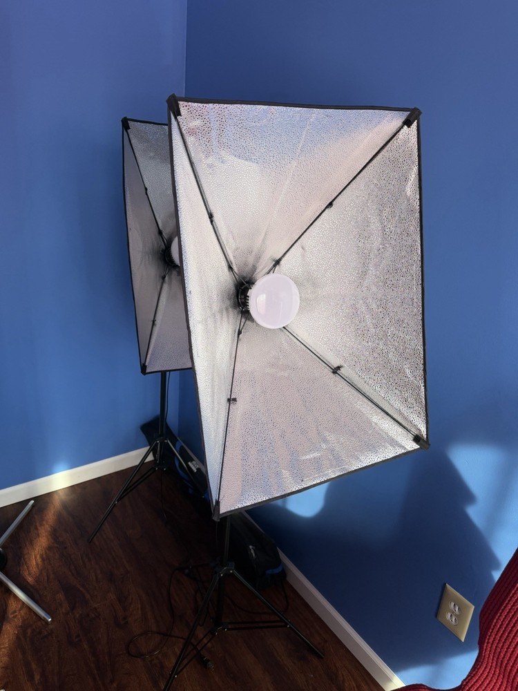 Softbox Lighting Kit with Adjustable Stand, 22 in Square/Rectangle, Black