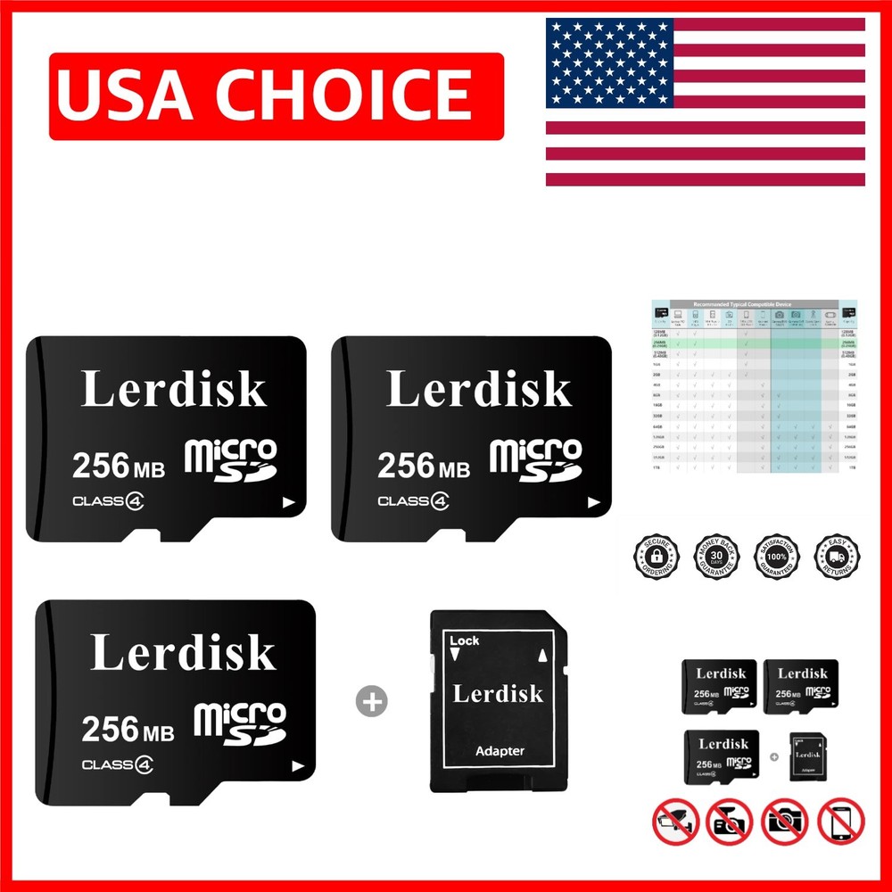 3-Pack 256MB Micro SD Cards - Class 4, Drop Proof & Dust Proof for Reliability