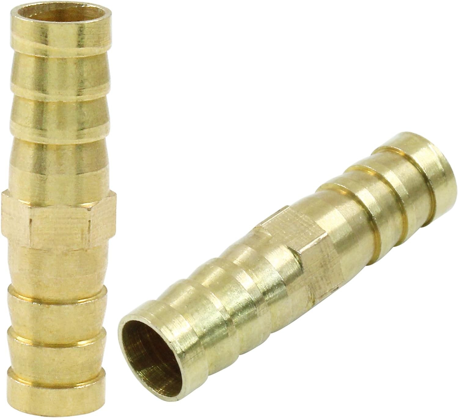 6Pcs Brass Hose Barb Fitting, 3/8" to Splicer Mender 3/8 Inch