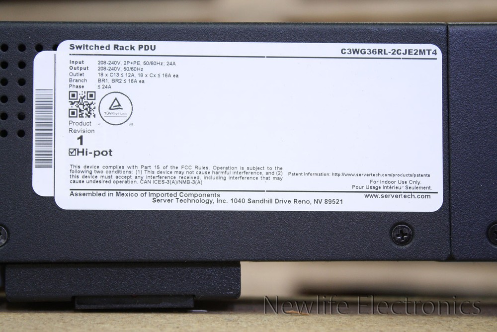 Server Technology Switched Rack PDU C3WG36RL-2CJE2MT4