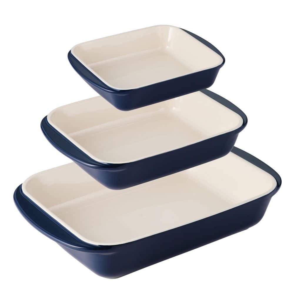 Tramontina Bakeware Set Ceramic Cobalt Porcelain Enamel Oven Safe Stackable 3-pc