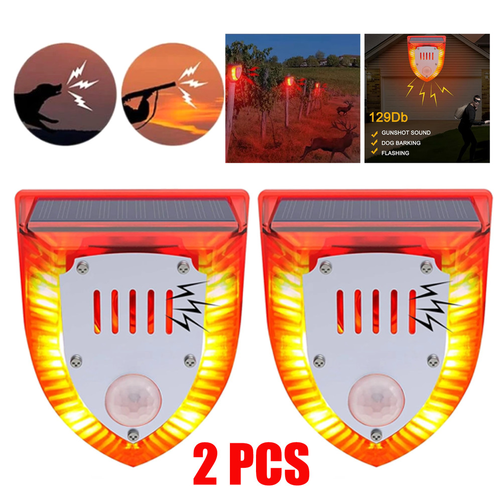 Solar Alarm LED Light Solar Strobe Light Wireless Motion Sensor Detector Outdoor