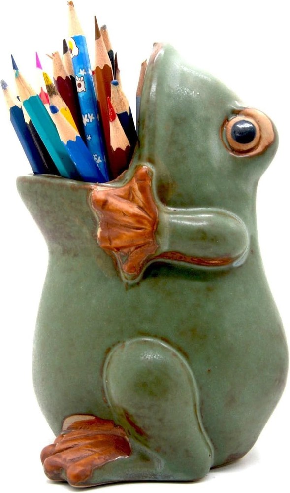 Whimsical Ceramic Frog Planter - 7" Multi-Functional Candy Dish & Pencil Holder