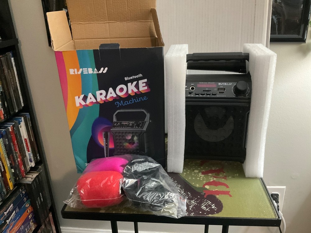 Portable Bluetooth Speaker Karaoke Machine System +Microphone Party Light /Strap
