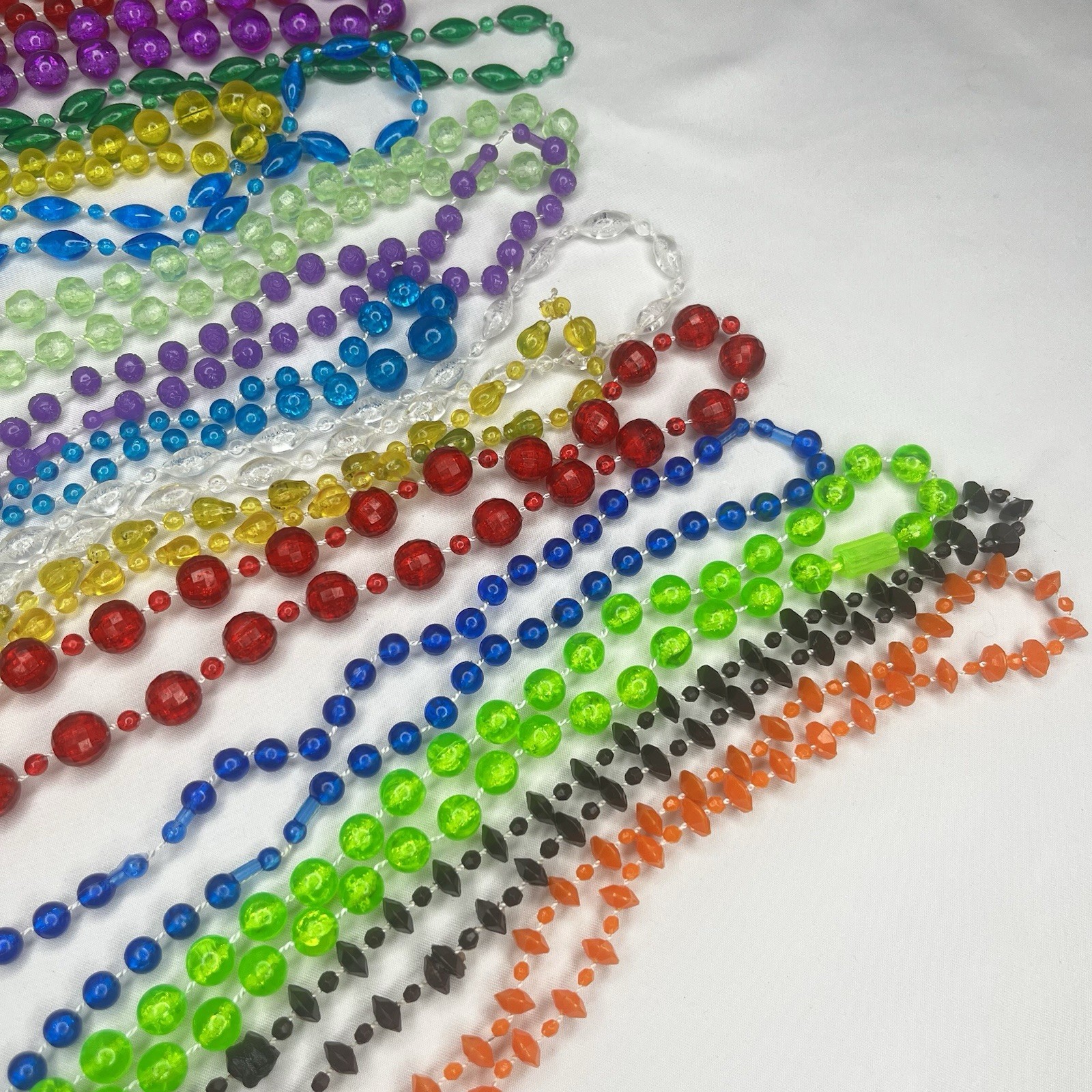 Vintage Mardi Gras Beads 70's-80's- carnival parade beads Lot Of 15 Necklaces