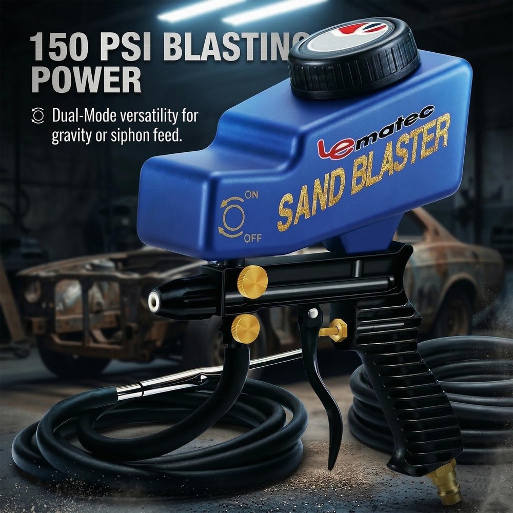Sand Blaster Kit – Portable Sandblaster for Compressor – Rust Removal & Glass...