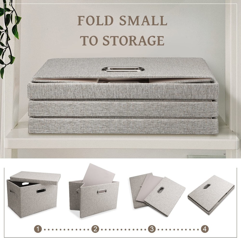 Medium 15" 21 Quart Collapsible Stackable Storage Bins with Lids, 5 Packs Bei...
