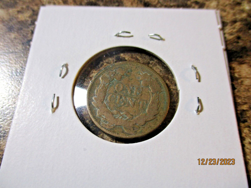 1858 FLYING EAGLE CENT DIE BRAKE LINES VG/ FINE WEX