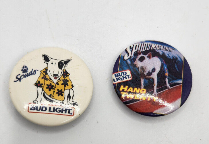 2 Spuds Mackenzie Bud Light Pinback Buttons