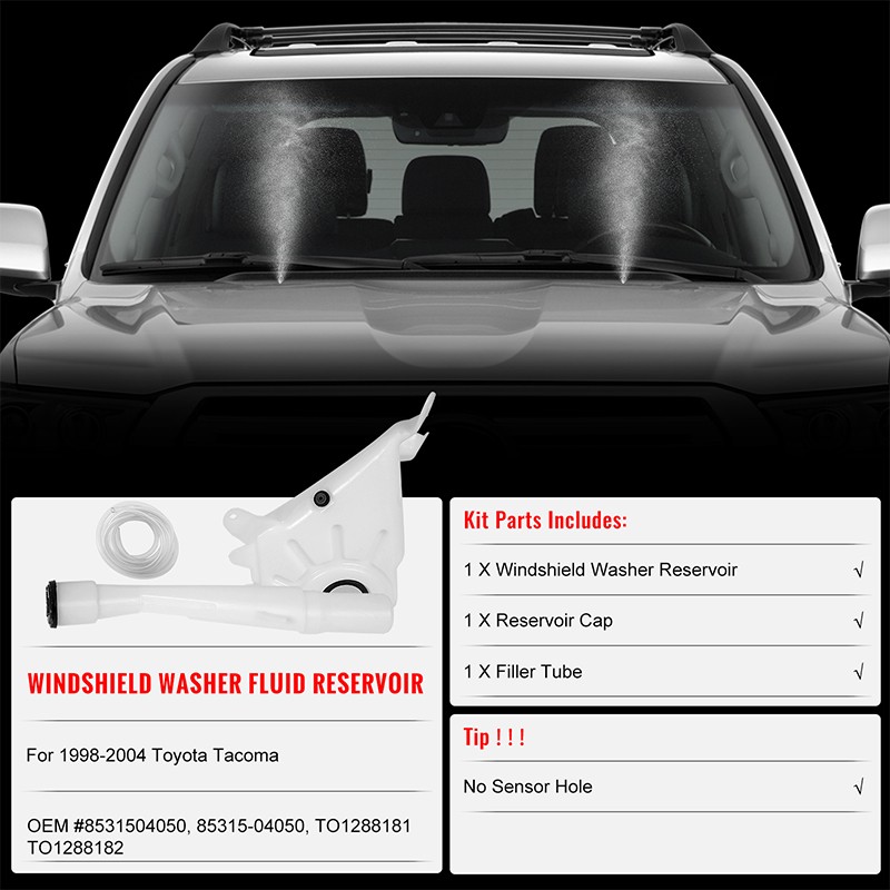 8531504050 For 1995-2004 TacomaWindshield Washer Reservoir Tank W/ Motor + Pump