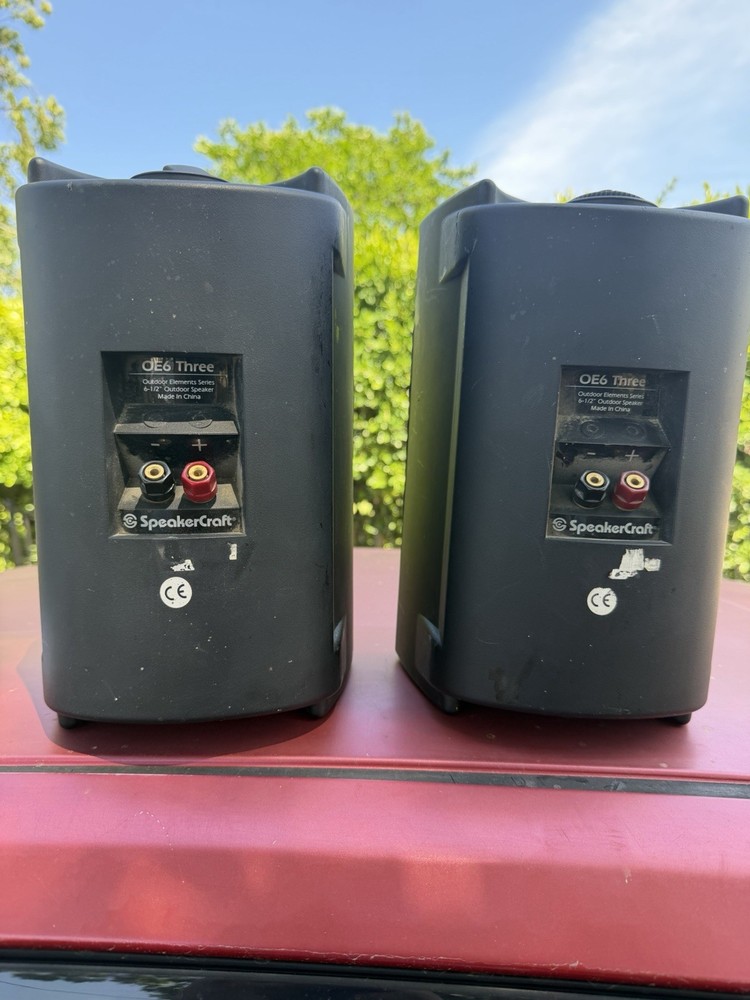 SpeakerCraft OE6 Three Outdoor Speakers Pair, 6.5" Wired, Black, Rectangular