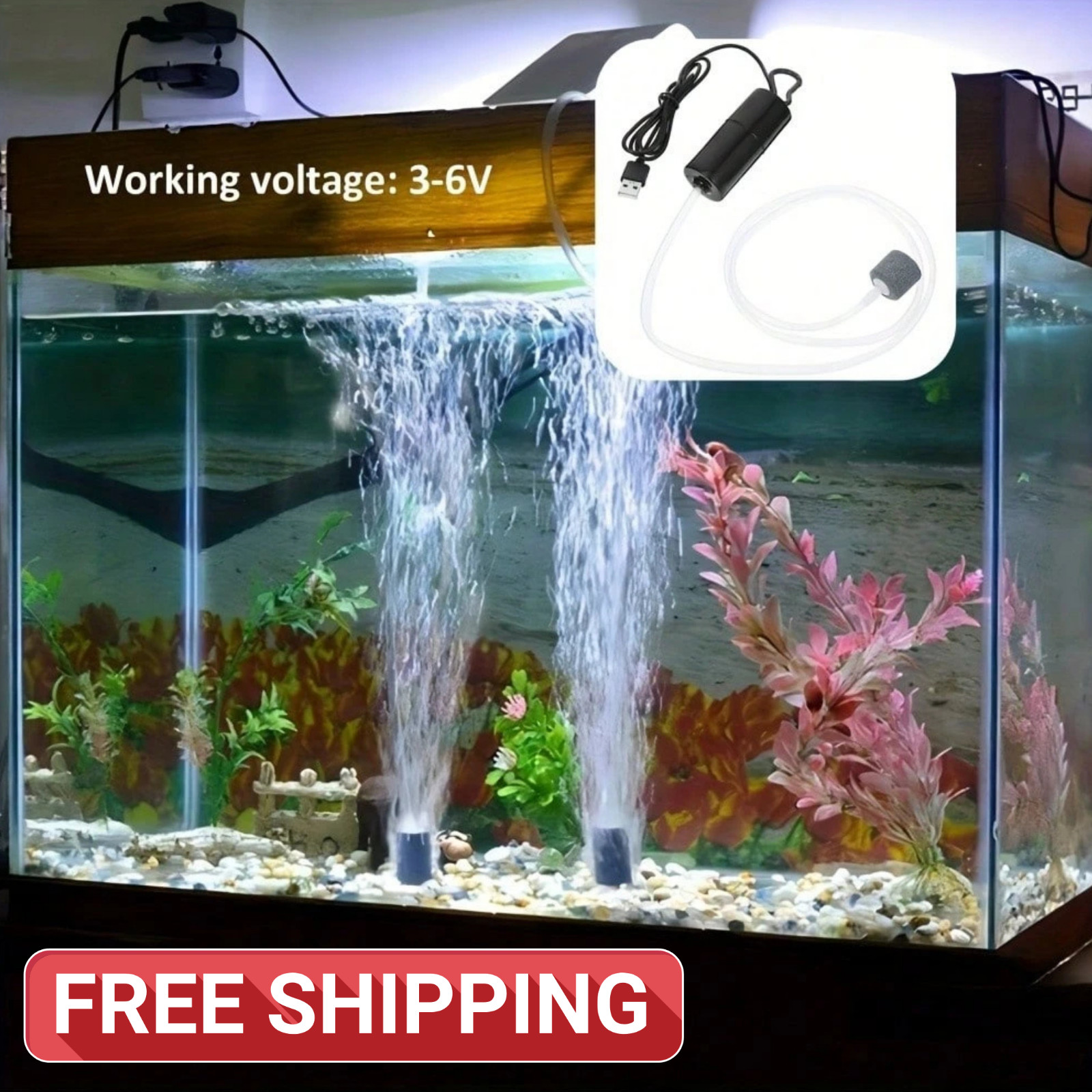 Fish Tank Oxygen Air Pump USB Aquarium Oxygenator Hydroponic Oxygen Bubbler Pump