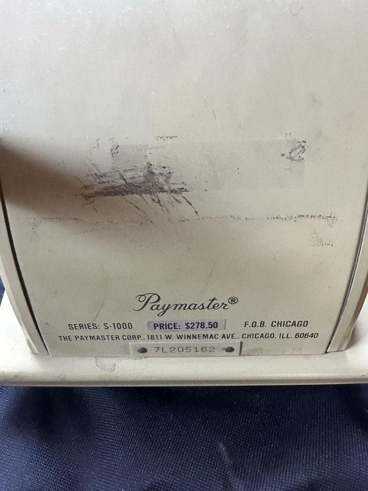 Paymaster Series S-1000 Check Writer with Key- Untested