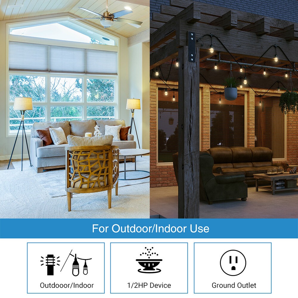 2 Pack Outdoor Programmable Timer Waterproof 24 Hour for Holiday Lighting