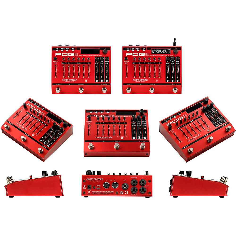 Electro-Harmonix POG3 Poly Octave Generator Effects Pedal Red
