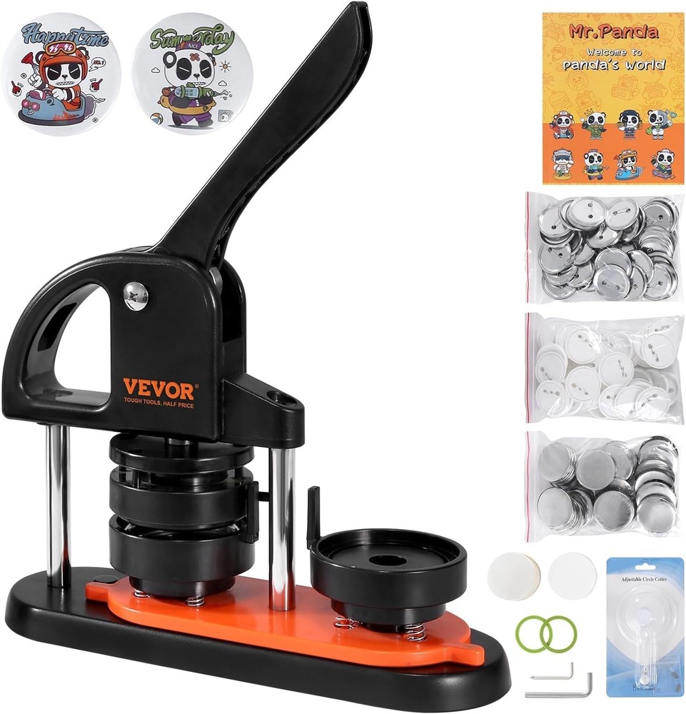 Button Maker Machine with Panda Magic Book - DIY Badge Kit