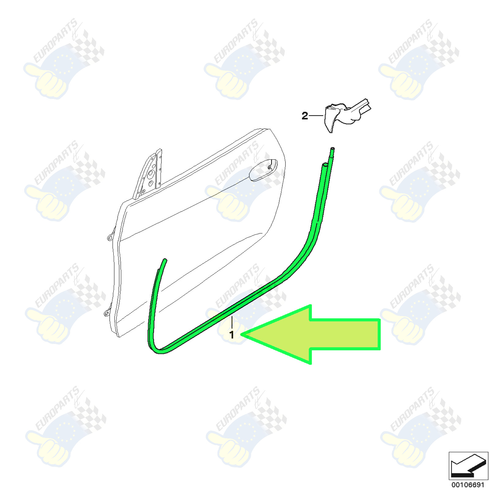 2003-2008 BMW Z4 E85 Roadster Door Seal Lower Edge Protector LH 51727125651